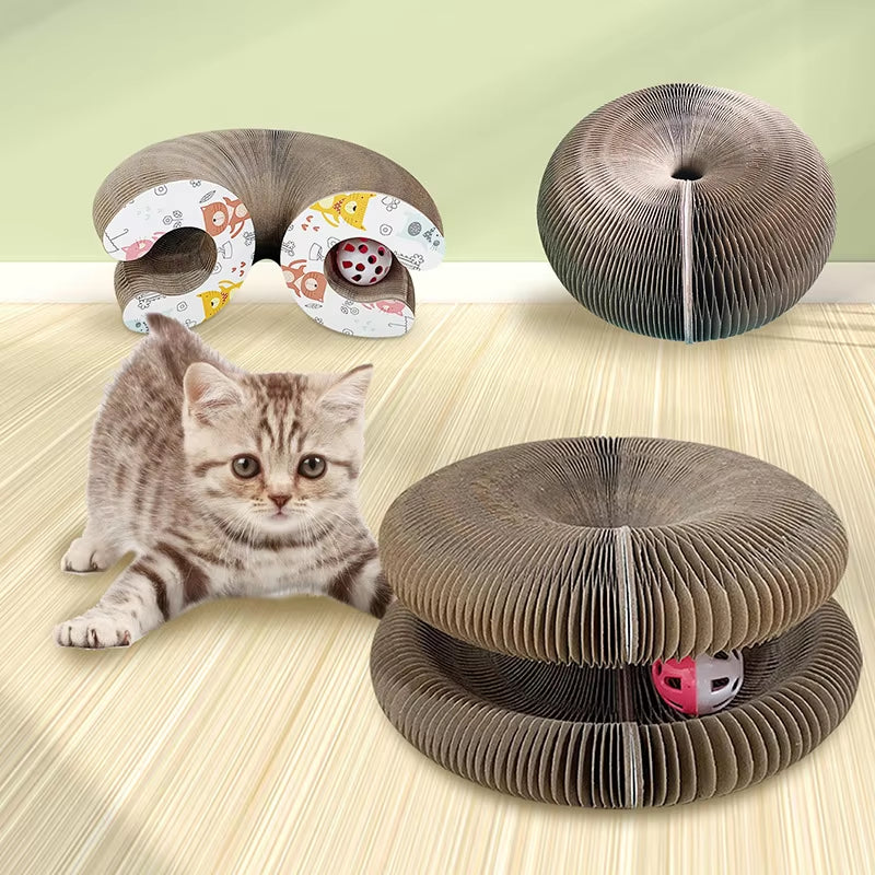 thumbnail image 2 of Agic Organ Cat Scratcher Board With 3 Balls, Foldable Recyclable Accordion Cats Toy With Ball 2 of 10