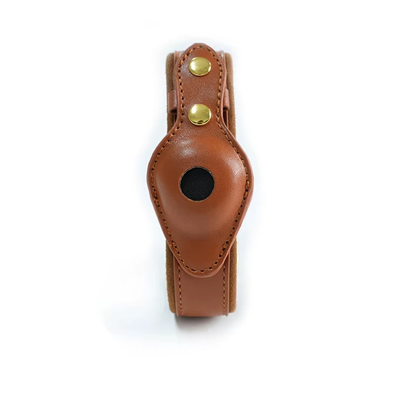 Leather Pet Collar Leather Anti-Lost Collar for Airtag Location Tracker Protective Case for Airtag Adjustable Design